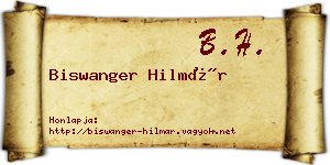 Biswanger Hilmár névjegykártya